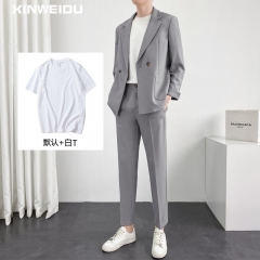 Leisure suit suit men's spring and autumn Korean version of loose yuppie handsome boys Hong Kong style high sense small suit jacket.