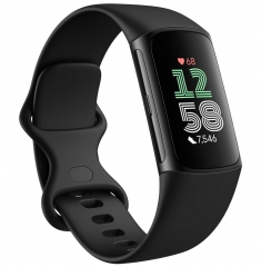 Fitbit Charge 6 Fitness Tracker with Google apps, Heart Rate on Exercise Equipment, 6-Months Premium Membership Included, GPS, Health Tools and More, Obsidian/Black, One Size (S &