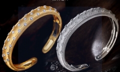 Jikui Enzawa original creative narrow version diamond brushed bracelet 18k gold bracelet high jewelry texture