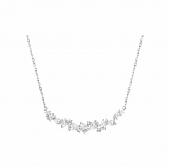 FANCI Fanqi Wisteria series Wisteria smile pendant full of precious stones, luxurious and advanced design, shining clavicle chain, 925 silver necklace for women.