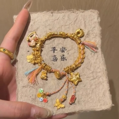 Reno Gold Trojans Wrapped Bracelet for Women 2024 New Style 999 Full Gold Peace Joy Weaving Gift for Girlfriend