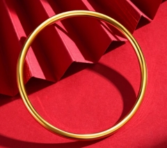 Love jewelry ancient gold bracelet Authentic gold 999 solid plain circle gold bracelet stacked with three gold gifts