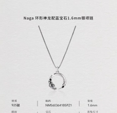 Ring dragon pendant with sapphire silver necklace