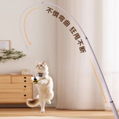 Cat Teaser Stick High Toughness Two-Tone Feather Steel Wire Cat Stick Pink and Brown Steel Wire, Feathers, Plastic
