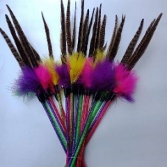 This Cat Teaser Stick with Unique Two-color Feather Design Combining the Flexibility and Durability of Steel Wire to Meet Various Play Needs of Cats