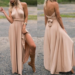 European and American best-selling style, multi-wearing method, multi-rope crossed, backless, sexy bandage dress, long dress, evening dress, new style.