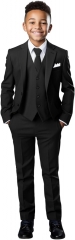 Boys Formal Suit Set 5 Pieces Slim Fit Ring Bearer Outfit Black Suits