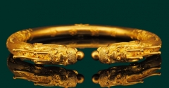 Lin Chao ancient method gold bracelet men's handcrafted new gold solid open bracelet couple wedding selection heritage jewelry