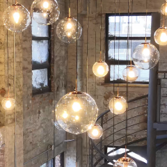 Industrial-style Hanging Glass Ball Lamps