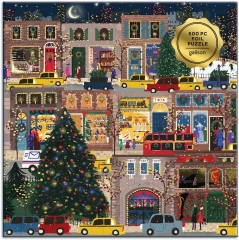 Winter Lights Foil Puzzle 500 Pieces -Holiday Jigsaw Puzzle Featuring Festive City Scene by Joy Laforme -Thick,Sturdy Pieces Challenging Family Activity Great Gift Idea