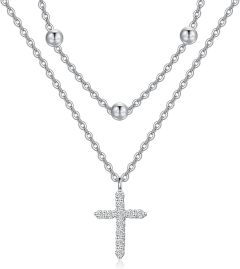 Diamond Cross/Heart/Evil Eye Layered Necklace for Women in 925 Sterling Silver