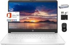 HP 2024 Premium 14" Micro-Edge Portable Laptop Student Business, Intel Quad-Core N4120, 4GB RAM, 128GB (64GB eMMC+ 64GB Card), Webcam, WiFi, Windows 11S + 1 Year Office 365, Marxso