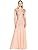 Adrianna Papell Women's Long Beaded V-Neck Dress with Cap Sleeves and Waistband
