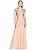 Adrianna Papell Women's Long Beaded V-Neck Dress with Cap Sleeves and Waistband