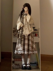 Q Retro Wizard Girl Puffball Skirt Autumn/Winter School Style High-Waist Slimming A-Line Mid-Length Skirt