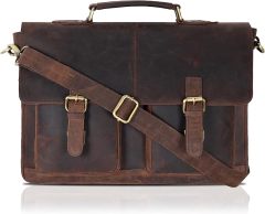 Oak Leathers Leather Messenger Bag for Men and Women - Laptop Briefcase Bag For College, Office, Adjustable Shoulder Strap