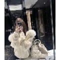 Slouchy atmosphere, big wool collar, sweater coat, women's autumn and winter new zipper knitwear top.