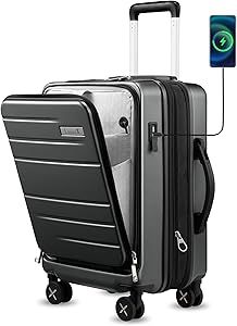 Expandable Hardside Carry On Luggage 22x14x9 Airline Approved Rolling Suitcase with Double Spinner Wheels, Ultra Light 21-Inch, Natural Beige