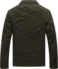 WenVen Men's Casual Canvas Cotton Military Lapel Jacket