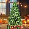 Juegoal 6 ft Pre-Lit Optical Fiber Christmas Artificial Tree, RGB Color Changing LED Lights, Snowflakes & Top Star, Fake Xmas Tree with Metal Legs