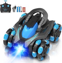 Eulogia Remote Control Car, RC Stunt Control Car 360° Upright & Side Rotating, 4WD All Terrain Car Truck with 2 * 1200mAh Rechargeable Batteries for 1.5H, Birthday Max Party Presen
