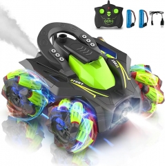 Eulogia Remote Control Car, RC Stunt Control Car 360° Upright & Side Rotating, 4WD All Terrain Car Truck with 2 * 1200mAh Rechargeable Batteries for 1.5H, Birthday Max Party Presen