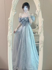 A long one-shoulder dress
