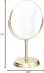 Amazon Basics Tabletop Mount Vanity Round Mirror, 1X/5X Magnification, Iron, 7.2"L x 4.92"W, Gold