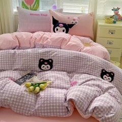 Cute cartoon Doraemon water washed cotton towel embroidery four-piece set student dormitory bed sheet three-piece set duvet cover bed