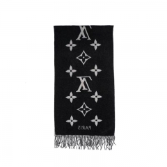 LOUIS VUITTON Reykjavik double-sided cashmere tassel scarf presbyopia wool scarf for men and women couples gray black