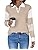LOMON V Neck Long Sleeve Loose Sweaters Color Block Striped Knitted Pullover Jumper Tops