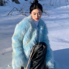 WERGlacier Bluegrass Women's Outerwear 2024 New Winter Fashion Young Eco-Friendly Fox Fur CoatWE