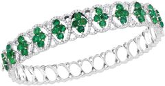 Dazzlingrock Collection 1.38 Carat (ctw) Round Emerald Diamond Bangle Bracelet 1-3/8 CT, 18K White Gold