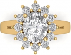 2.36 ct Brilliant Oval Cut Natural Diamond VS1-VS2 G-H 14K Yellow Gold Halo Bridal Wedding Engagement Designer Ring size