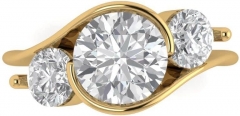 3.5 ct Brilliant Round Cut Natural Diamond VS1-VS2 G-H 14K Yellow Gold Three-Stone Bridal Wedding Engagement Designer Ring size