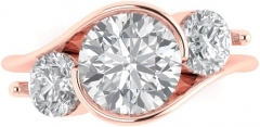 3.5 ct Brilliant Round Cut Natural Diamond VS1-VS2 G-H 18K Rose Gold Three-Stone Bridal Wedding Engagement Designer Ring size
