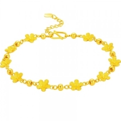 China Gold 999 Full Gold Bracelet Women's New Flower Sea Pure Gold 520 Qixi Valentine's Day Birthday Gift for Girlfriend