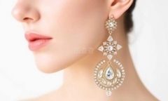 2024 New Earrings are Made of Diamond Pink and Green Pendant with a Length of 3cm
