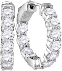 Dazzlingrock Collection 3.85 Carat (ctw) Round Diamond Ladies Hoop Earrings, 14K White Gold