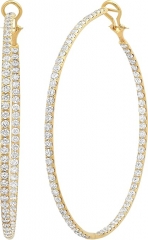 Dazzlingrock Collection 12.6tw Round White Diamond Womens In And Out Fashion Hoop Earrings, Available in 10K/14K/18K Solid Gold