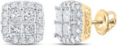 14kt Yellow Gold Womens Princess Diamond Square Earrings 2-7/8 Cttw