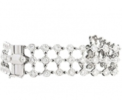 Elegant 6.40 Ct Diamond 18k White Gold 3-Row Mesh Lace Bracelet