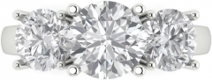 Clara Pucci 3.25 ct Round Cut Genuine Lab Grown Diamond VS1-VS2 18K White Gold Three-Stone Bridal Wedding Engagement Designer Ring size