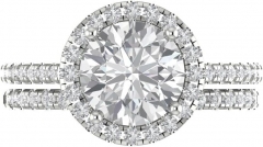 2.56 ct Brilliant Round Cut Natural Diamond VS1-VS2 J-K 18K White Gold Halo Engagement Wedding Bridal Set Designer Ring band Set size