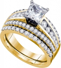 Dazzlingrock Collection 1.95 Carat (ctw) 2 Ct-DIA 3/4 Ct-CPR BRIDAL RING, 14k Yellow Gold