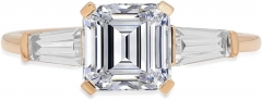 1.62 carat Square Emerald Cut Natural Diamond SI1-SI2 J-K 18K White Solid Gold 3 Stone Bridal Wedding Anniversary Ring size