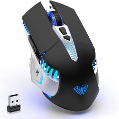 Bluetooth Mouse, Rechargeable Wireless Gaming Mouse Multi Device(BT 5.0/3.0+USB) with Side Buttons, RGB LED Light up Ergonomic Cordless Computer Mice for Laptop/PC/iPad/Mac/MacBook
