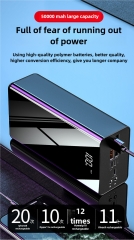 Purelex0638Cross-border high-capacity power bank with 50000mAh, featuring a mirror screen and digital display, mobile power supply. Factory wholesale available.