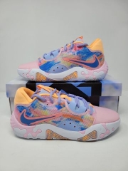 Painted Swoosh Paul George DO9824-100 PINK BLUE ORANGE WHITE Natasha Paul George Shoes Walking Non Slip Blade Type Sneakers