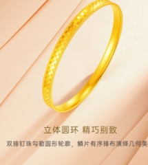 CRD Gold bracelet Full Gold 999 shiny Dragon Scale Solid bracelet CNC bright mirror Gold Big gram heavy women